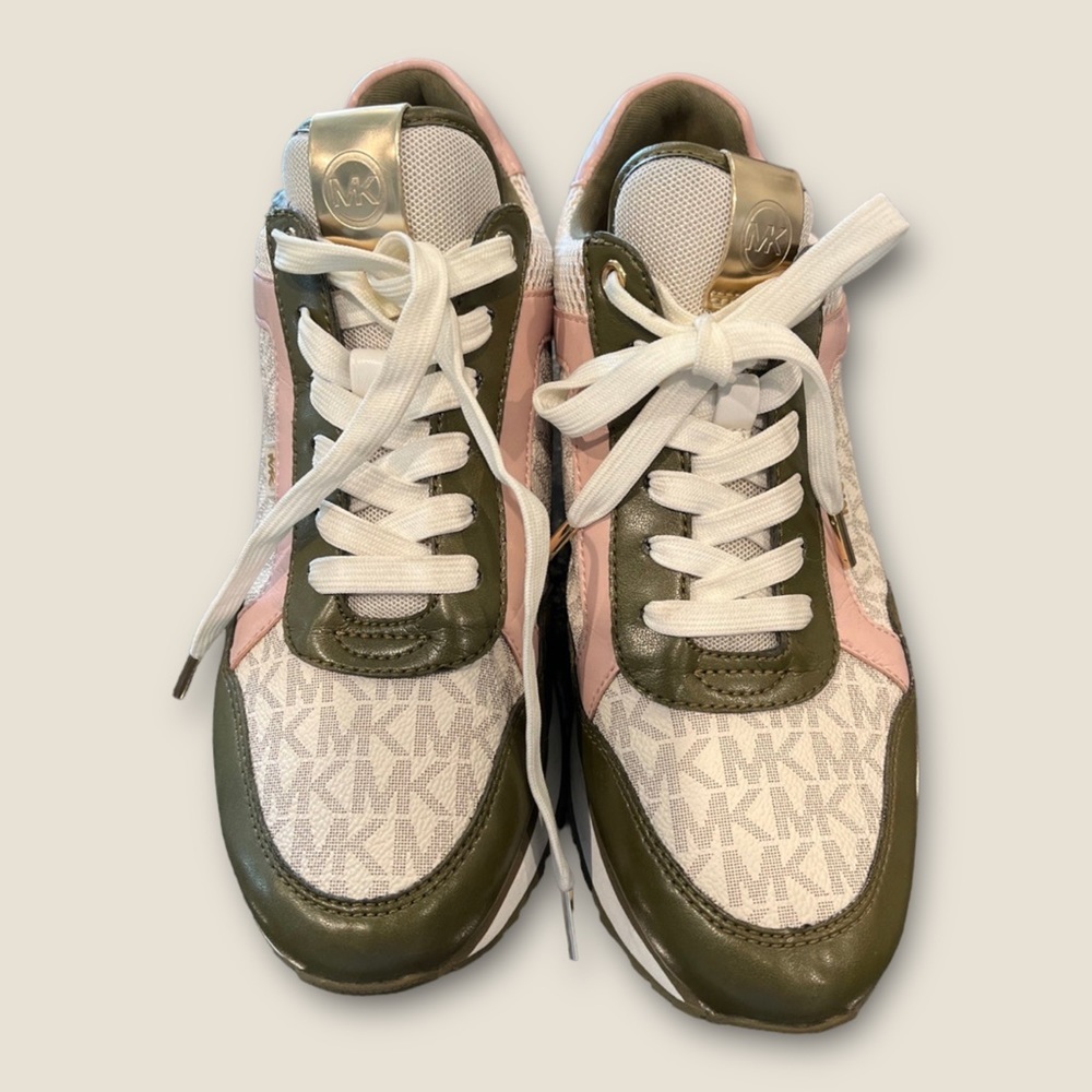 Michael Kors White and Green Athletic Shoes